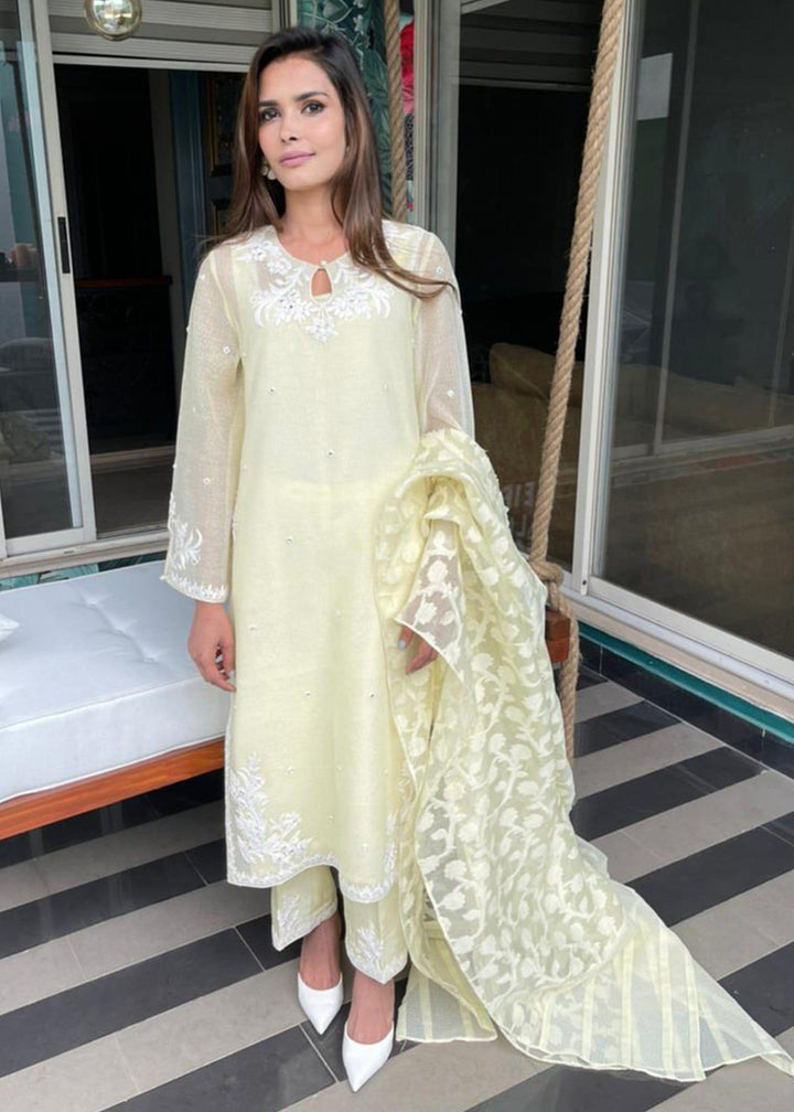 Maheen Trends - Summer zest - Lime Yellow - 3 Piece - Organza - Studio by TCS