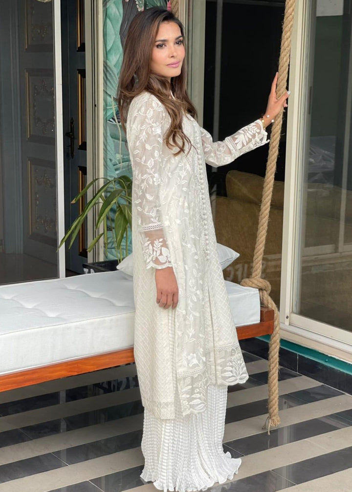 Maheen Trends - Blooms - White - 3 Piece - Cotton Net & Organza - Studio by TCS