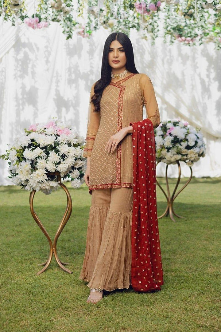 Aisha Fatema - Sand Beige - Block Print - Gharara - 2 Piece - Studio by TCS