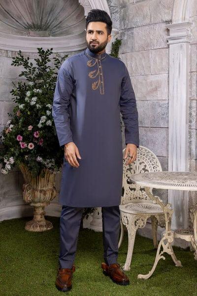 Nilofer Shahid - Sapphire Prince - Blue Canvas - Otooman Cotton - 2 Piece - Studio by TCS