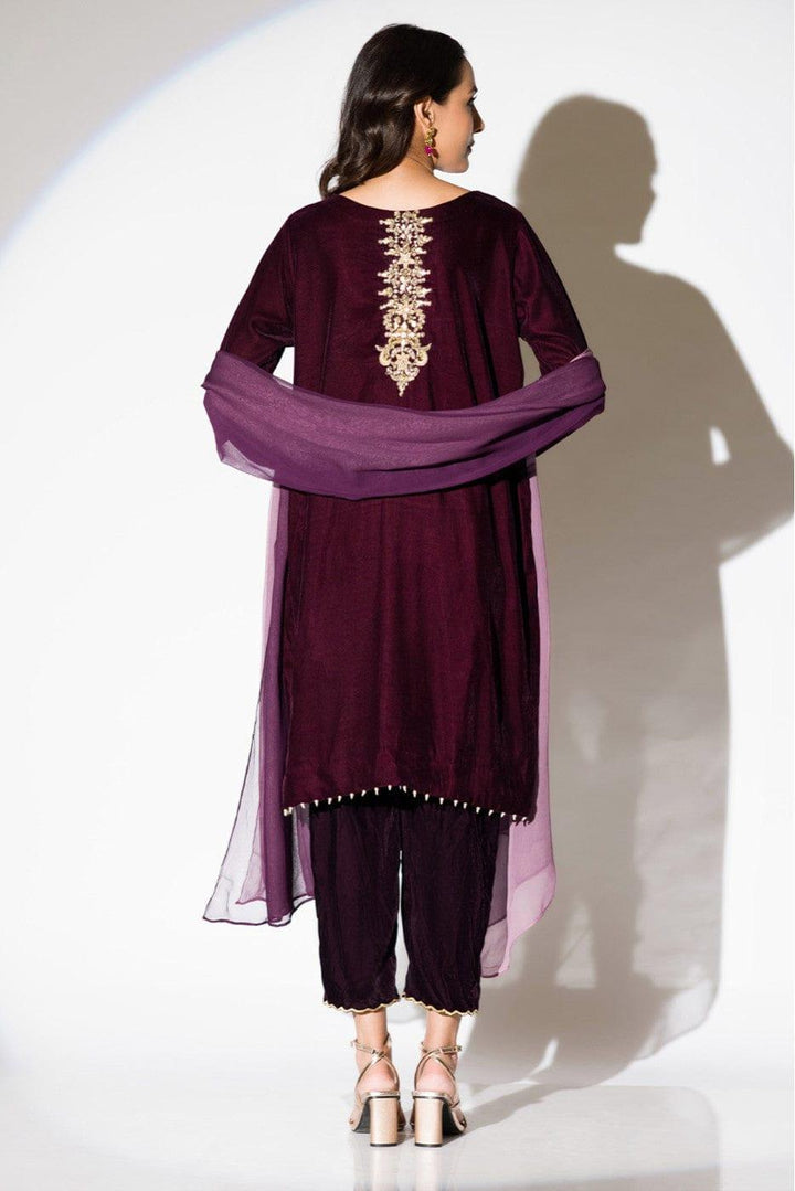 Insia Sohail - Plum Velvet - Plum - 2 Piece - Studio by TCS