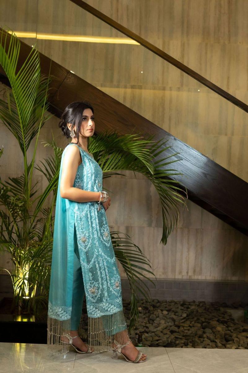 Wabi Sabi by Zehra - ALORA - Turquoise Ice Blue - Embroidered - 3 Piece - Studio by TCS