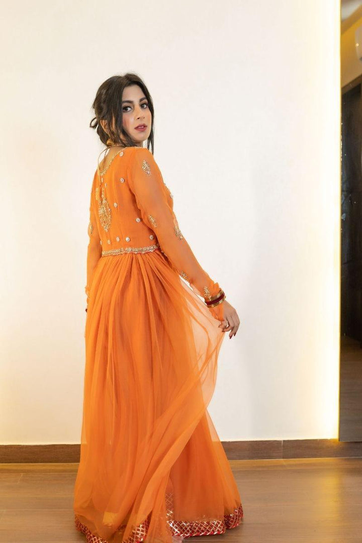 Wabi Sabi by Zehra - DIONE - Orange and Red - Chiffon Pishwas - 3 Piece - Studio by TCS