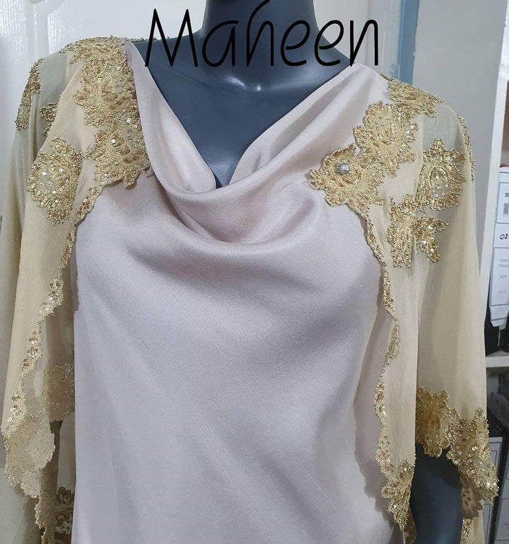 Maheen Khan - Light Gold Silk Chiffon Capulet