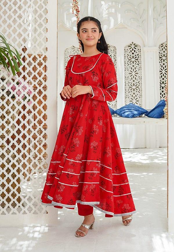 Modest - Kehkahshan Kids - 3 Piece - Red - Raw Silk - Studio by TCS