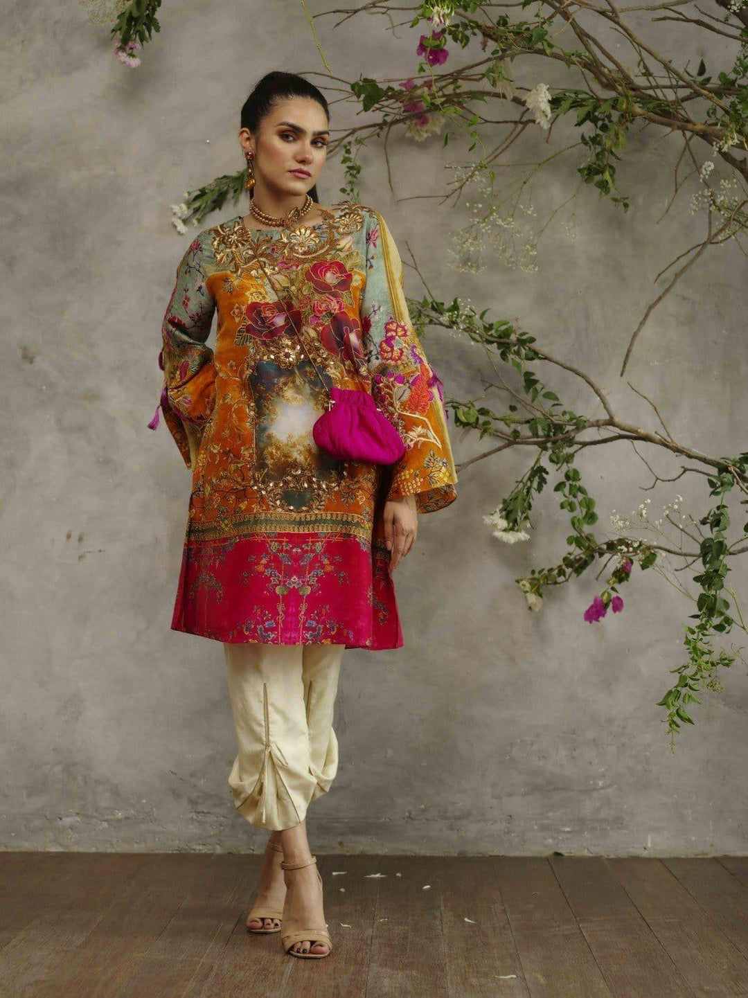 Shamaeel - Pure Silk Orange Tunic - AG-21