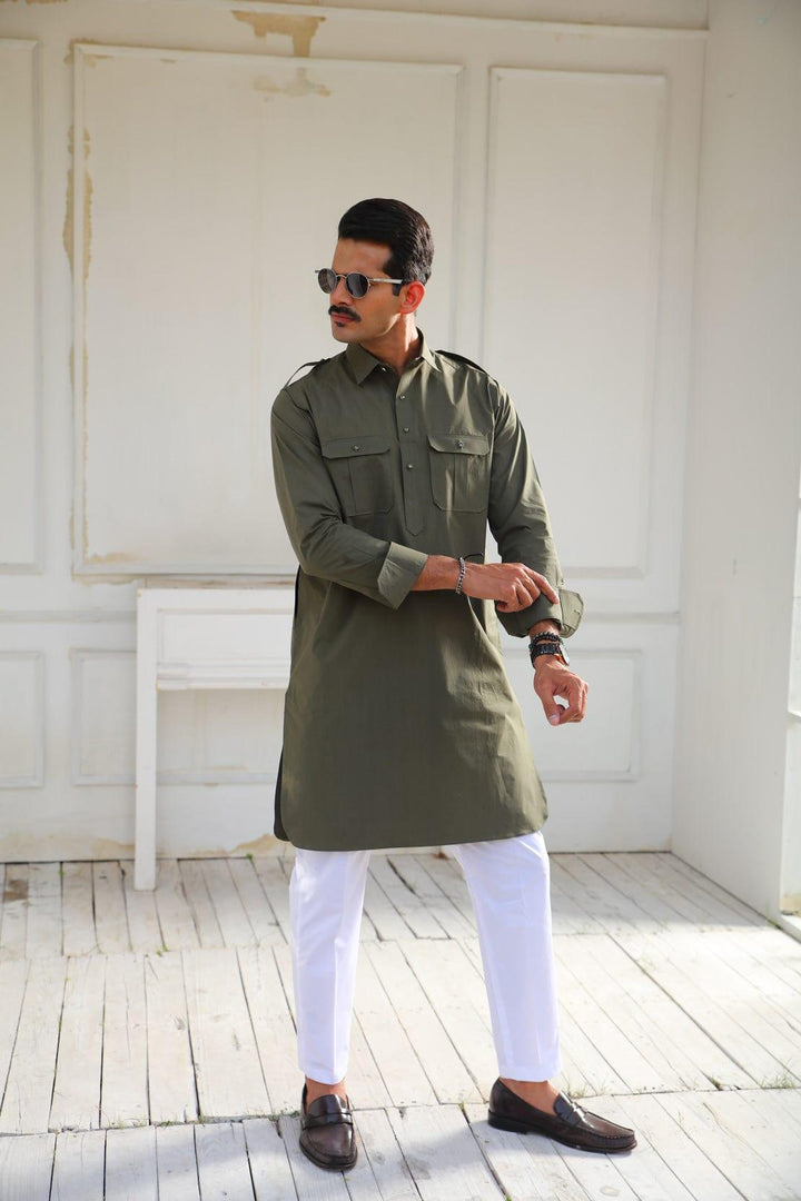 Leon Man - ARMY GREEN KURTA - 1 Piece - Studio by TCS