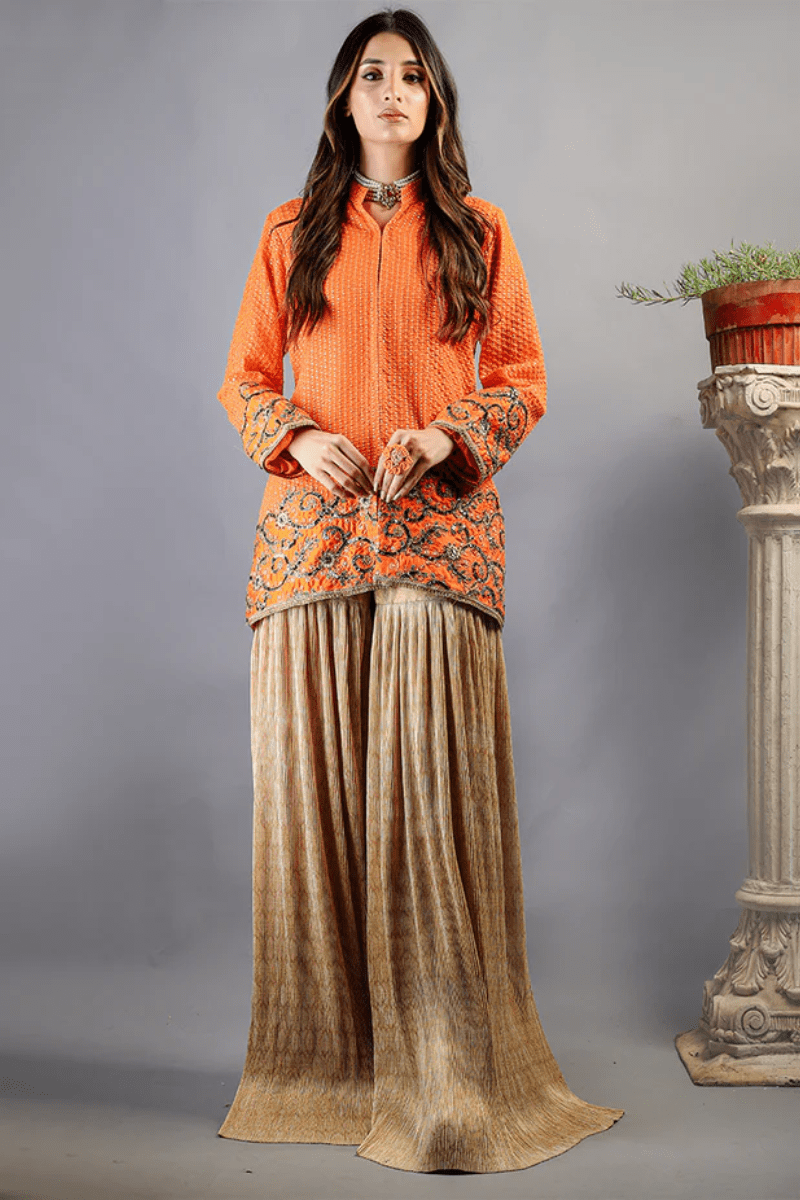 Huma Adnan - Aisha - Chiffon - Orange - 2 Piece - Studio by TCS