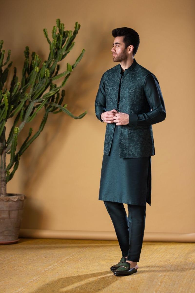 GEM Garments - Ehsaas - Waistcoat - Dark Green - 1 Piece - Viscose Polyester - Studio by TCS