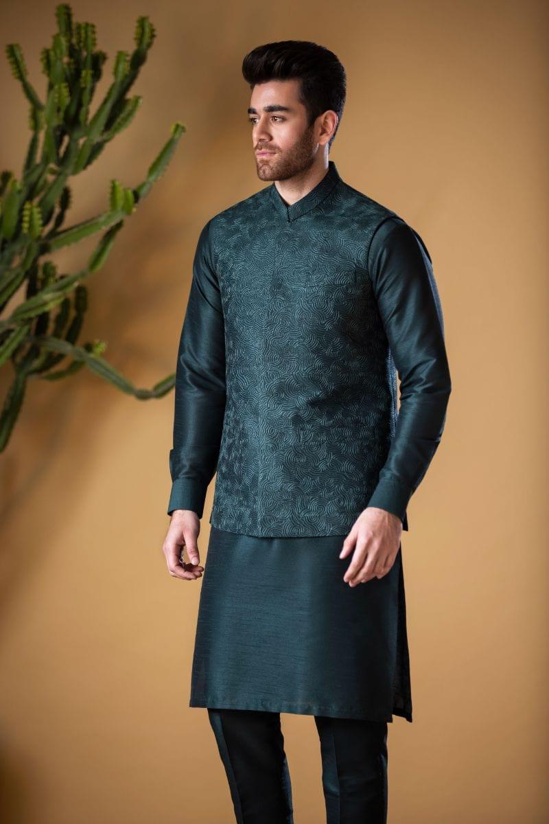 GEM Garments - Ehsaas - Waistcoat - Dark Green - 1 Piece - Viscose Polyester - Studio by TCS