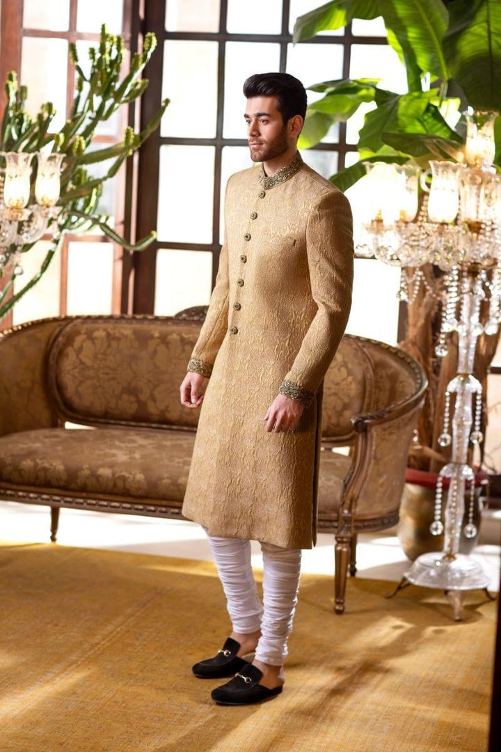 GEM Garments - Aftab - Sherwani - Fawn - 1 Piece - Jamawar - Studio by TCS