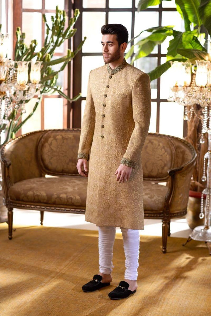 GEM Garments - Aftab - Sherwani - Fawn - 1 Piece - Jamawar - Studio by TCS