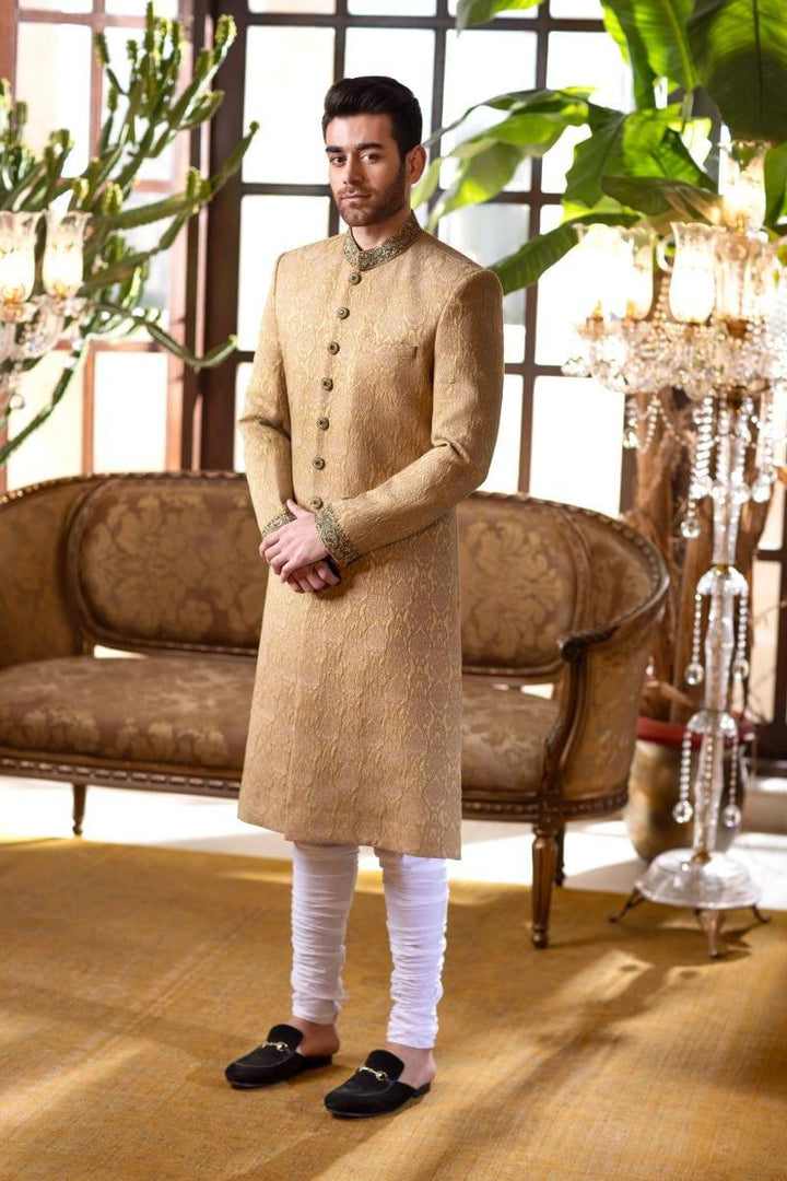 GEM Garments - Aftab - Sherwani - Fawn - 1 Piece - Jamawar - Studio by TCS