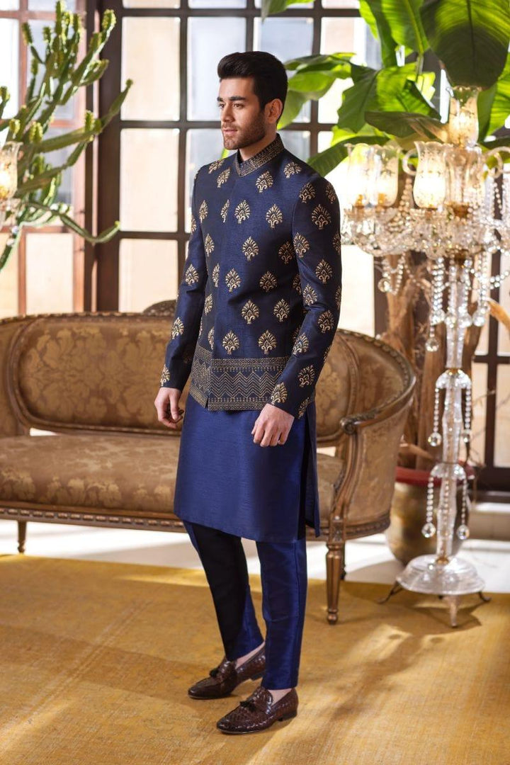 GEM Garments - Chakar - Prince Coat - Navy Blue - 1 Piece - Indian Silk - Studio by TCS