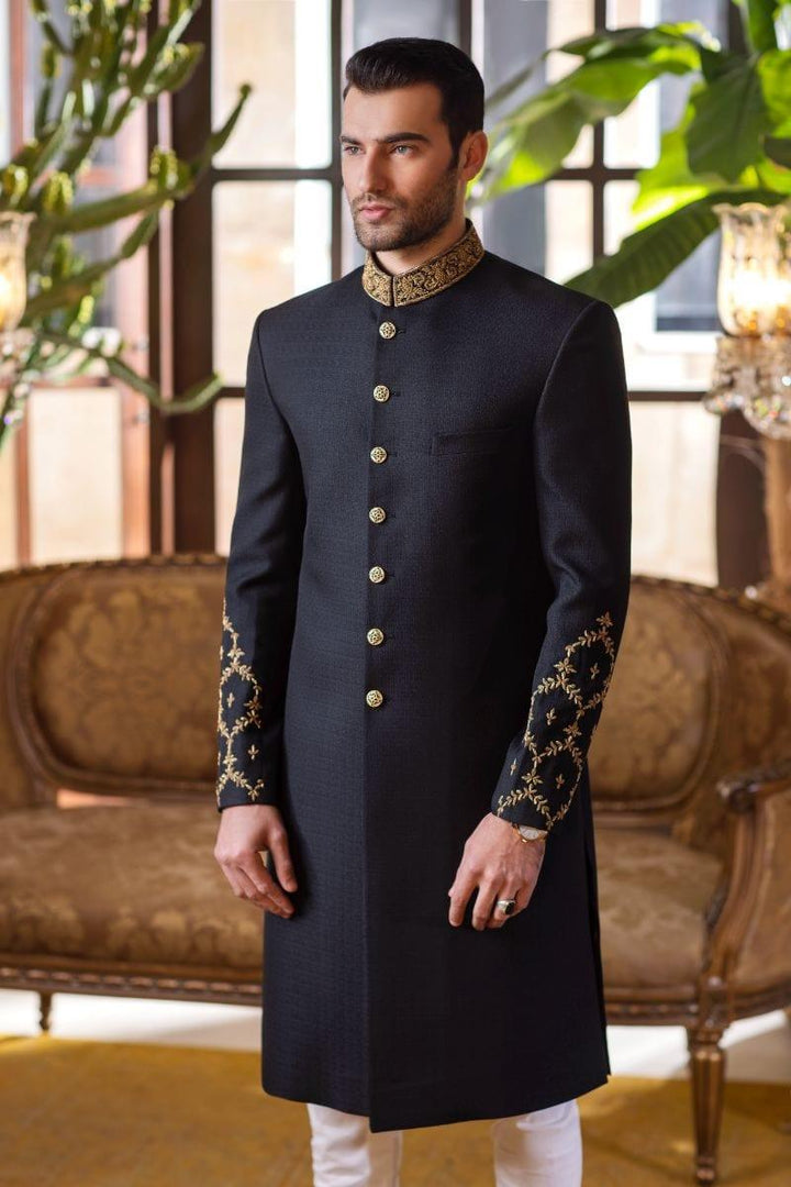 GEM Garments - Adl - Sherwani - Black - 1 Piece - Viscose Polyester - Studio by TCS