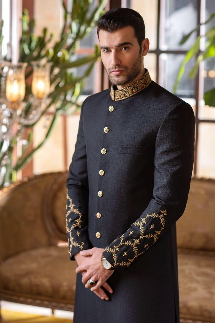 GEM Garments - Adl - Sherwani - Black - 1 Piece - Viscose Polyester - Studio by TCS