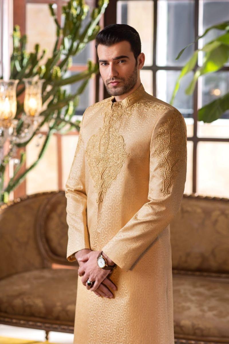 GEM Garments - Aghaz - Sherwani - Fawn - 1 Piece - Jamawar - Studio by TCS