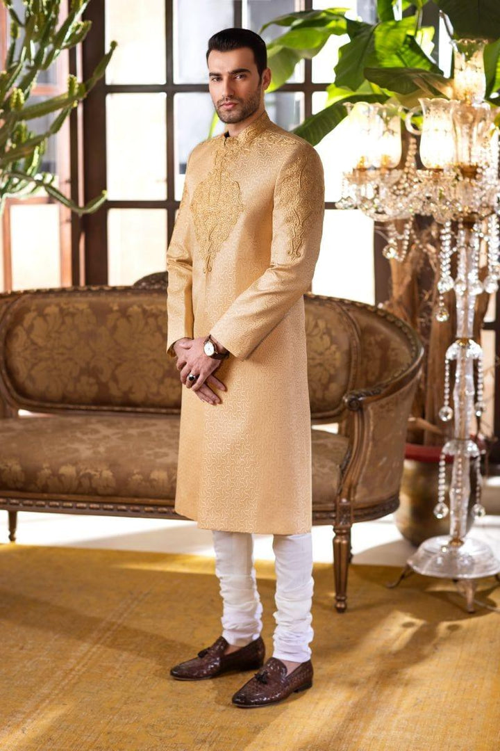 GEM Garments - Aghaz - Sherwani - Fawn - 1 Piece - Jamawar - Studio by TCS