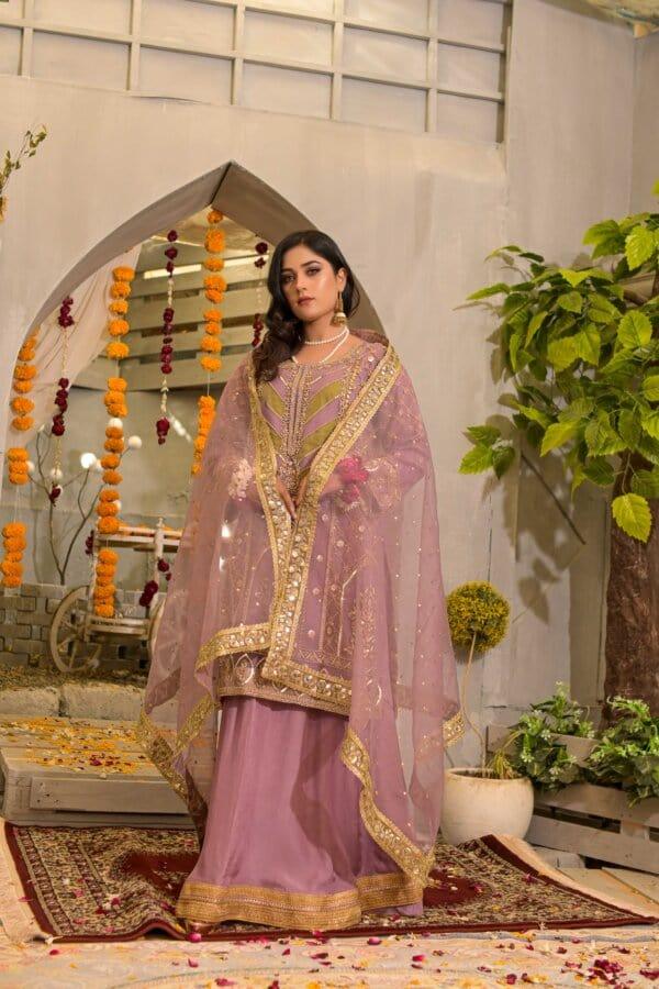 Rubys Couture - Organza Embroidered Shirt with Raw Silk Lehenga - Mayal - Studio by TCS