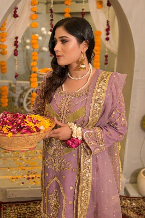 Rubys Couture - Organza Embroidered Shirt with Raw Silk Lehenga - Mayal - Studio by TCS