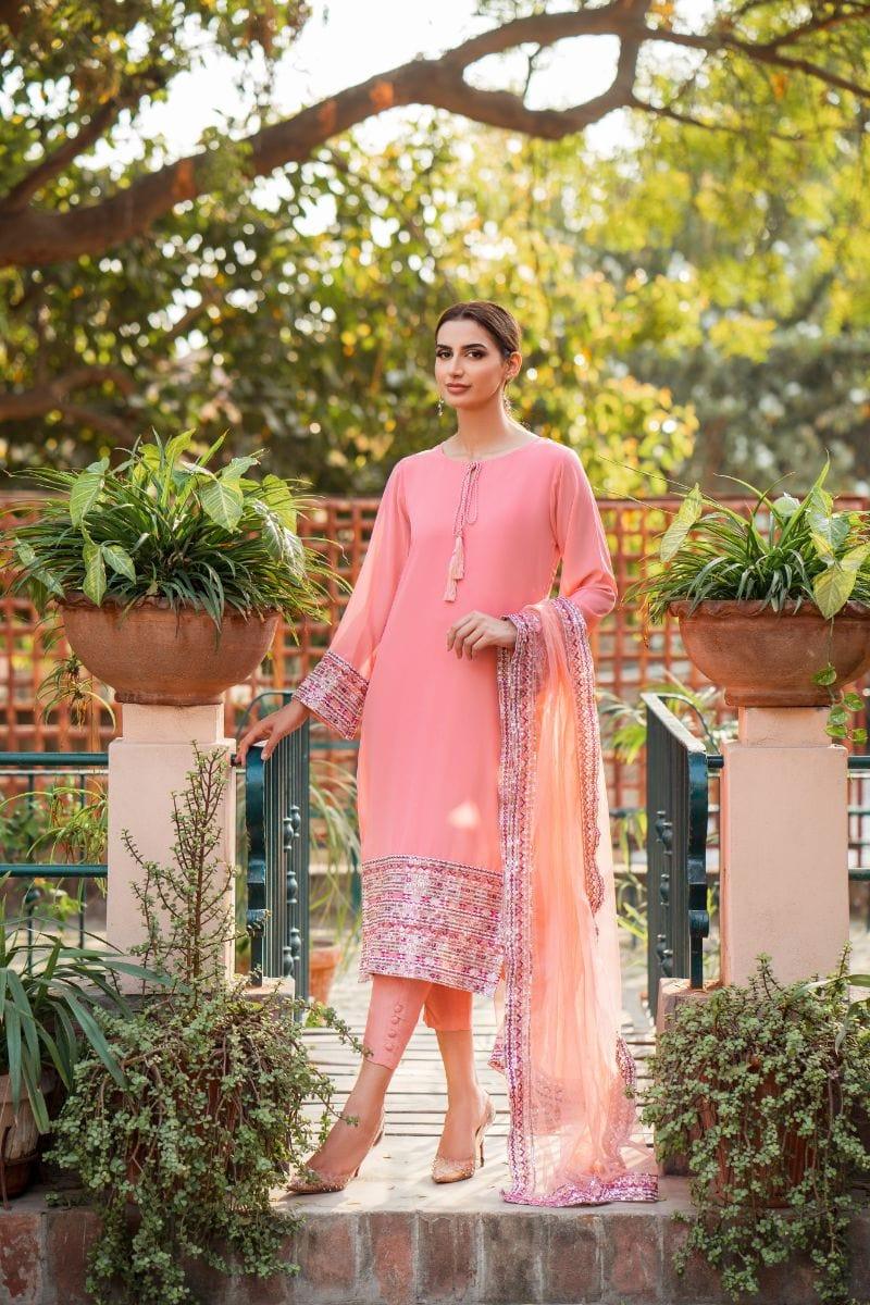 Natasha Kamal - Pink Embroidered Shirt and Pants with Dupatta - 3 Piece - Studio by TCS