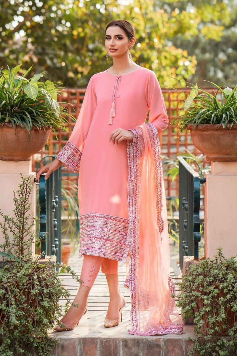 Natasha Kamal - Pink Embroidered Shirt and Pants with Dupatta - 3 Piece - Studio by TCS