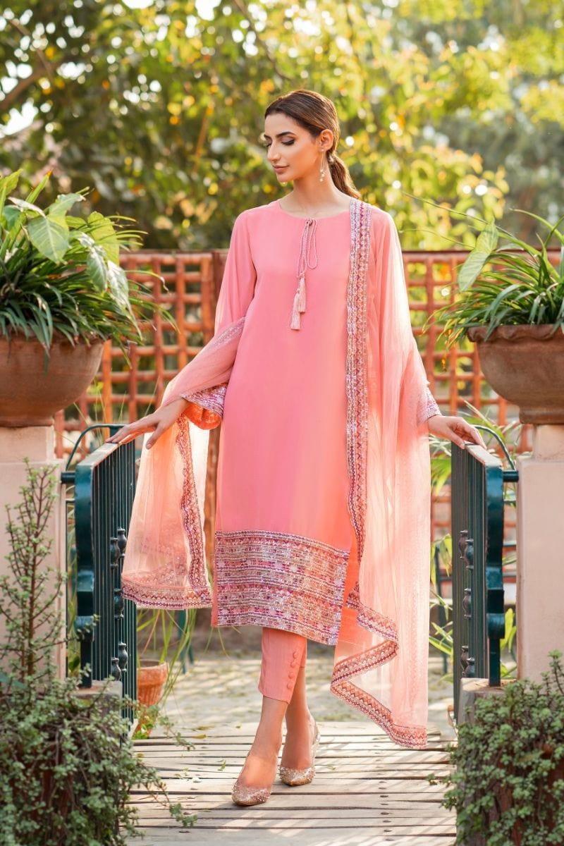 Natasha Kamal - Pink Embroidered Shirt and Pants with Dupatta - 3 Piece - Studio by TCS