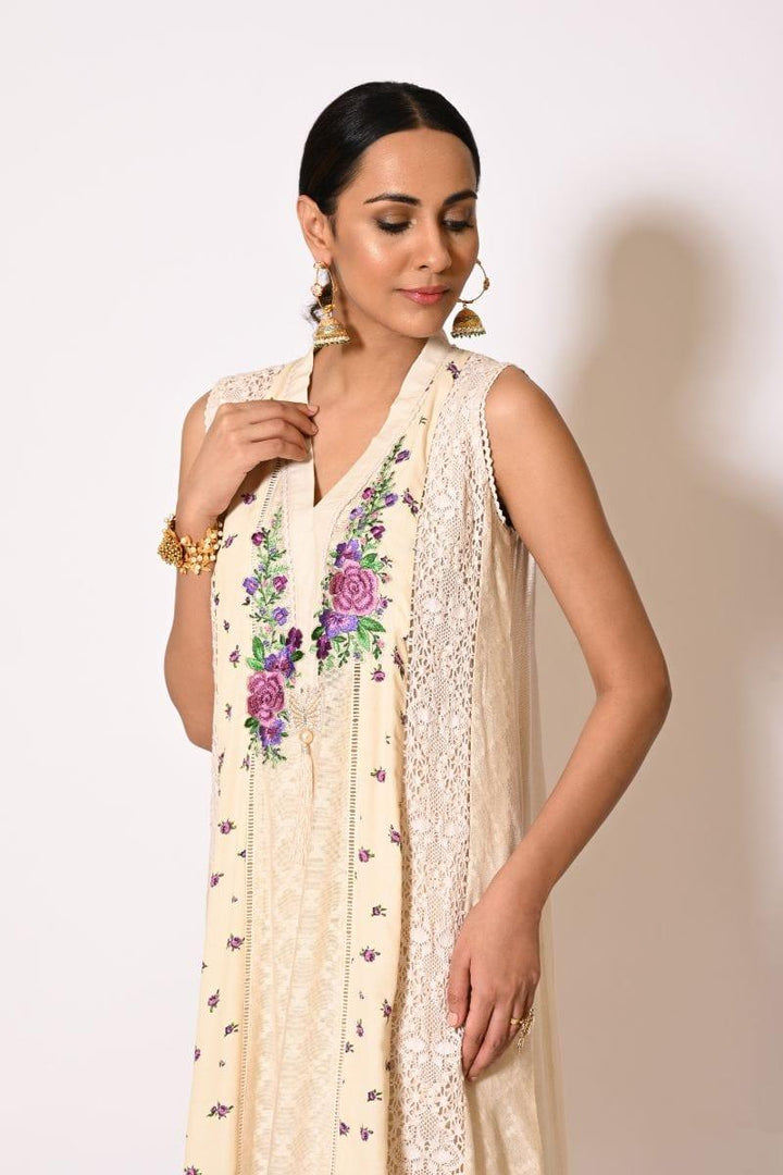 Insia Sohail - Zimra - Beige - Cotton Embroidered - 3 Piece - Studio by TCS