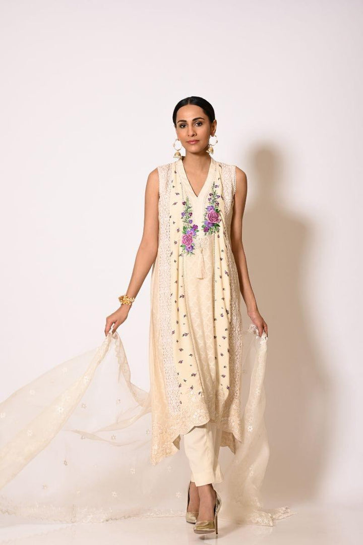 Insia Sohail - Zimra - Beige - Cotton Embroidered - 3 Piece - Studio by TCS