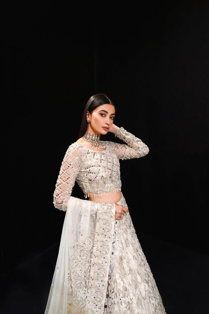 Malook - Mahtab - White - Net Choli - Lehenga - 3 Piece - Studio by TCS