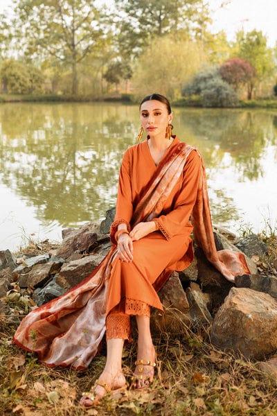 Natasha Kamal - Rust Coord Set with Silk Printed Dupatta - 3 Pieces - Studio by TCS