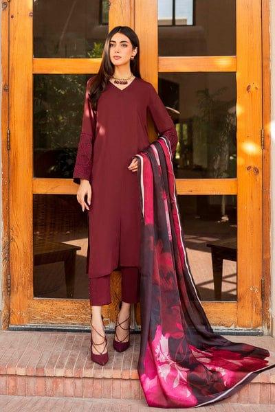 Natasha Kamal - Maroon Georgette Chiffon Coord Set with Printed Silk Dupatta - 3 Pieces - Studio by TCS