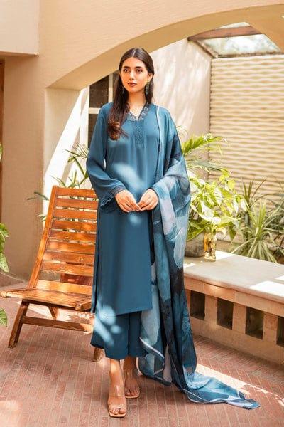 Natasha Kamal - Teal Georgette Chiffon Coord Set with Printed Silk Dupatta - 3 Pieces - Studio by TCS