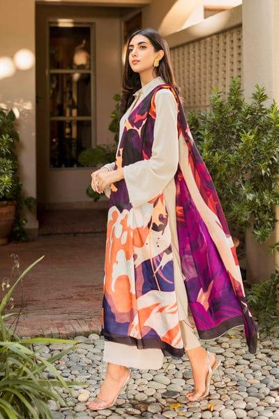 Natasha Kamal - Georgette Chiffon Coord Set with Printed Silk Dupatta - 3 Pieces - Studio by TCS