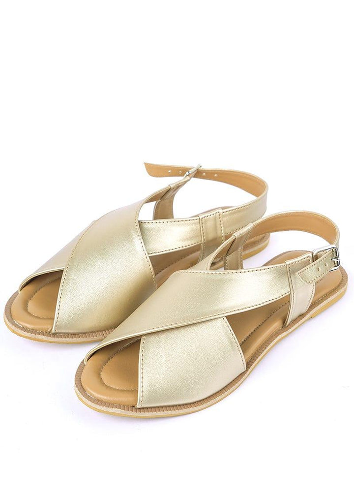 JootiShooti - Plain Gold Peshawari Chappal - Studio by TCS