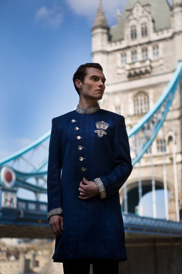 GEM Garments - Moorgate - Sherwani - Blue - 1 Piece - Jamawar - Studio by TCS