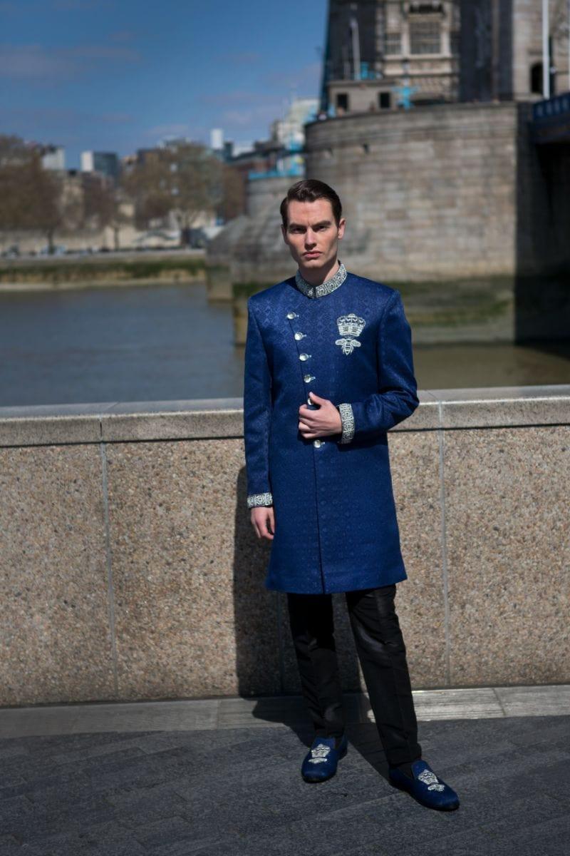 GEM Garments - Moorgate - Sherwani - Blue - 1 Piece - Jamawar - Studio by TCS