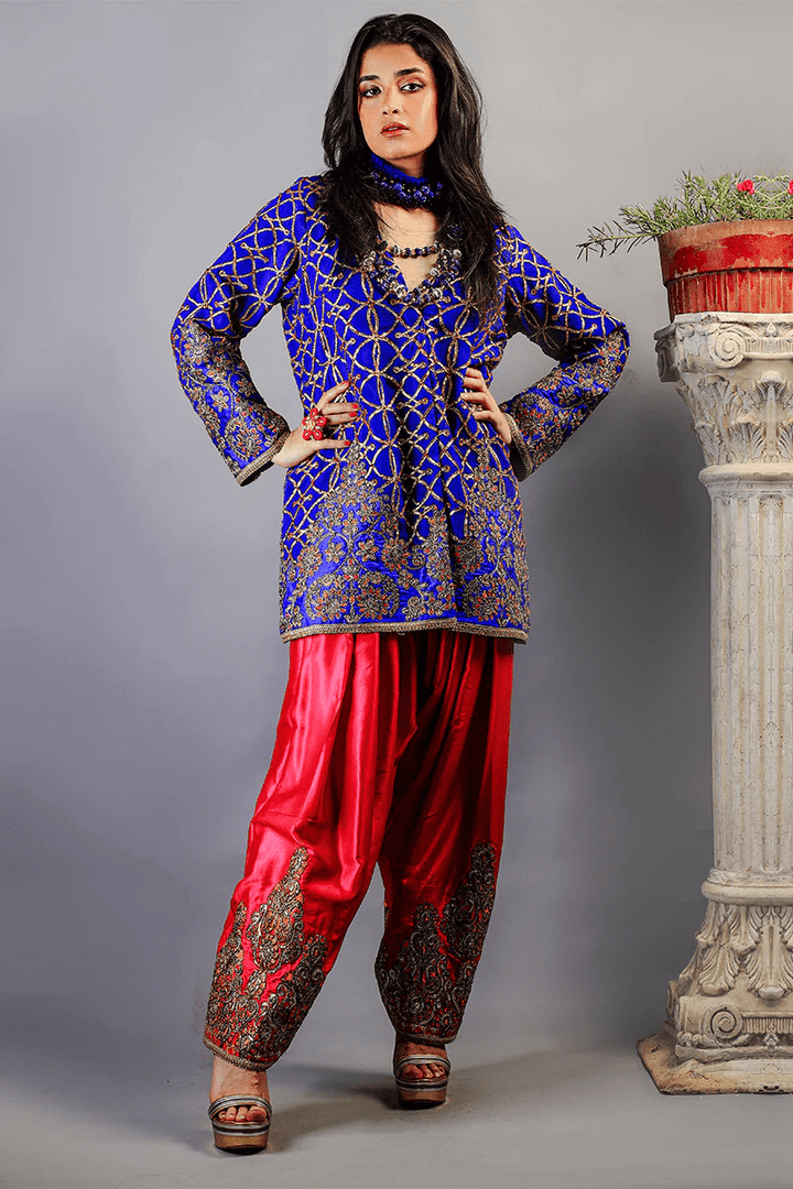 Huma Adnan - Eskaar - Chiffon - Electric Blue - 2 Piece - Studio by TCS