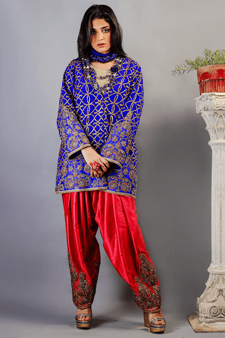 Huma Adnan - Eskaar - Chiffon - Electric Blue - 2 Piece - Studio by TCS