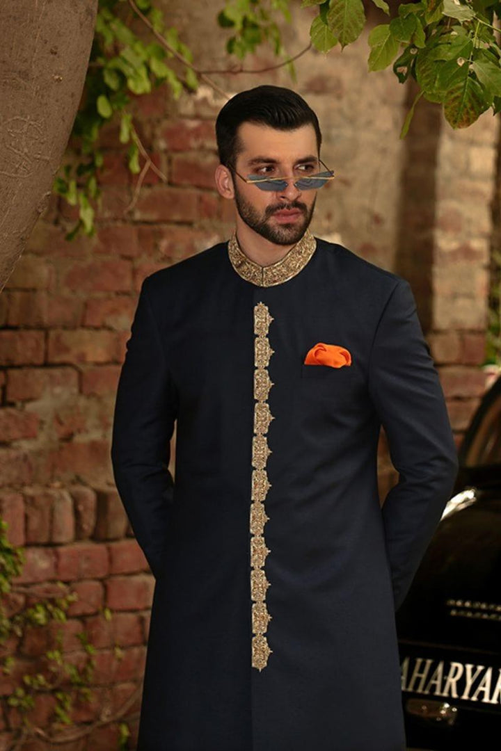 GEM Garments - Jaunty - Sherwani - Navy Blue - 1 Piece - Viscose Polyester - Studio by TCS