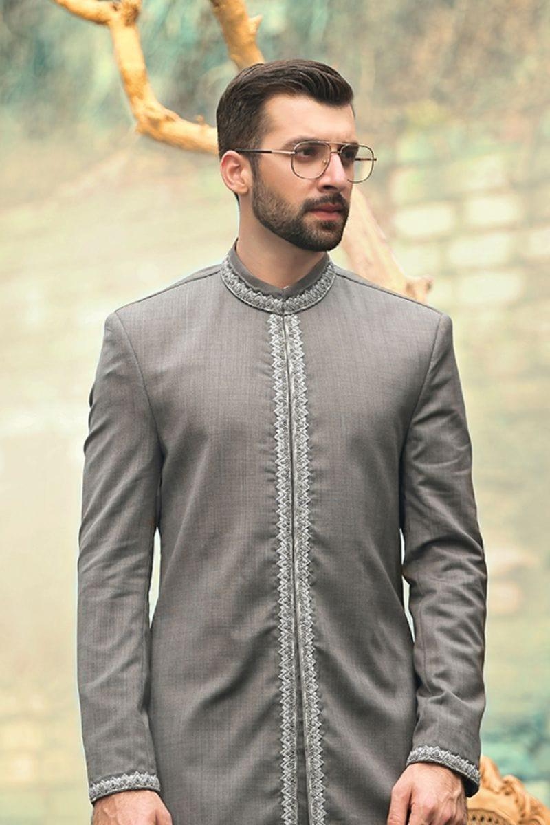 GEM Garments - Ash - Sherwani - Grey - 1 Piece - Viscose Polyester - Studio by TCS