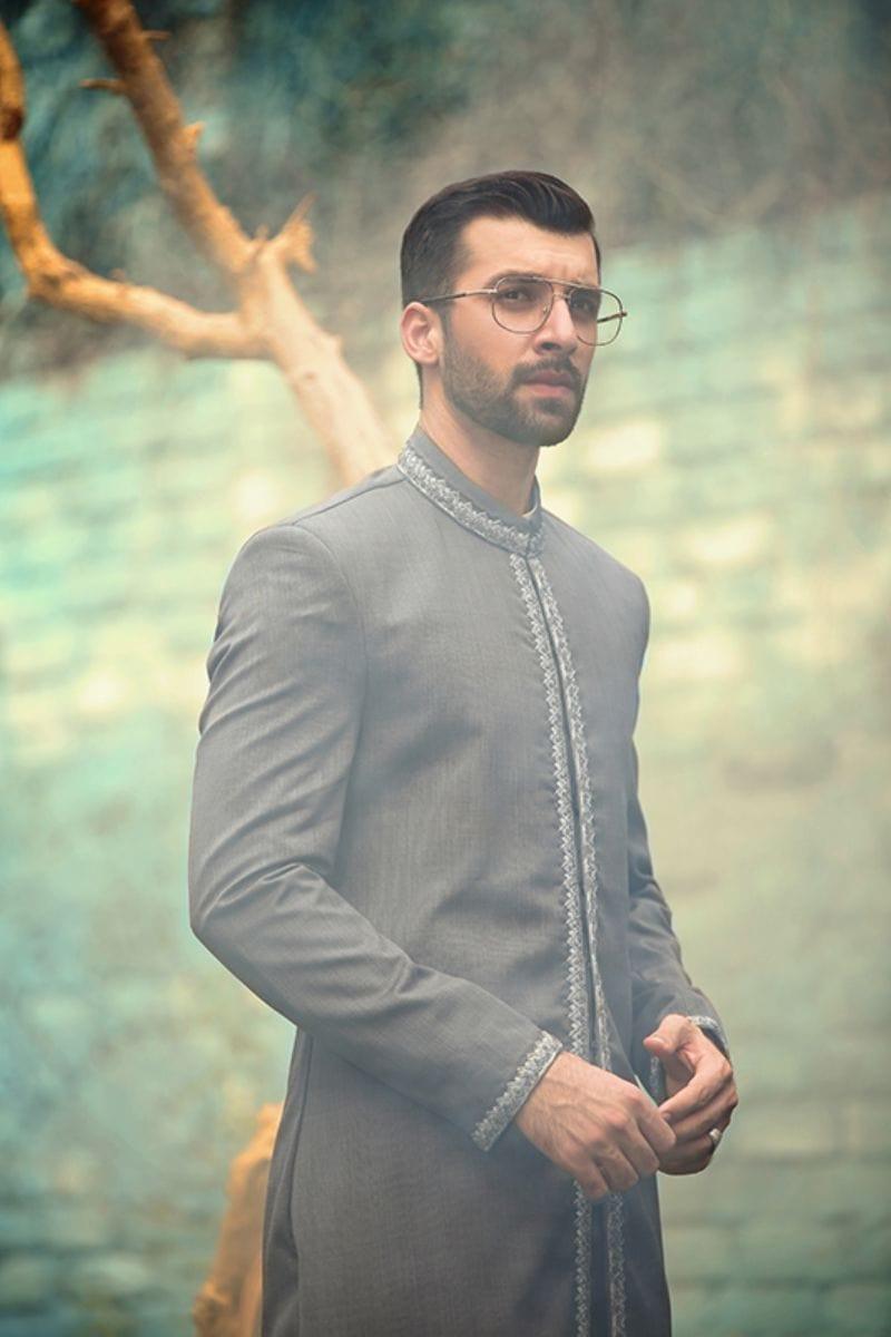 GEM Garments - Ash - Sherwani - Grey - 1 Piece - Viscose Polyester - Studio by TCS