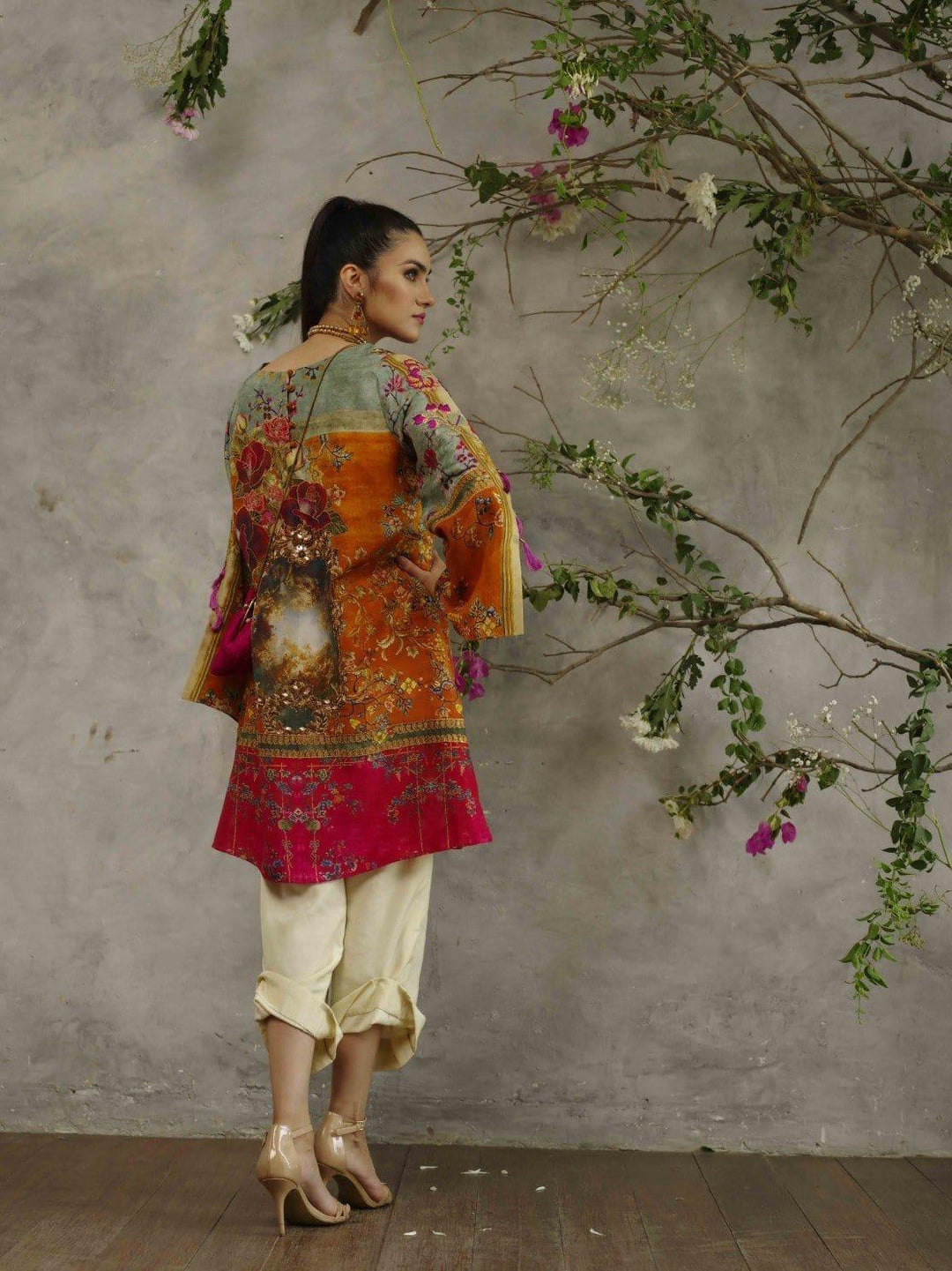 Shamaeel - Pure Silk Orange Tunic - AG-21