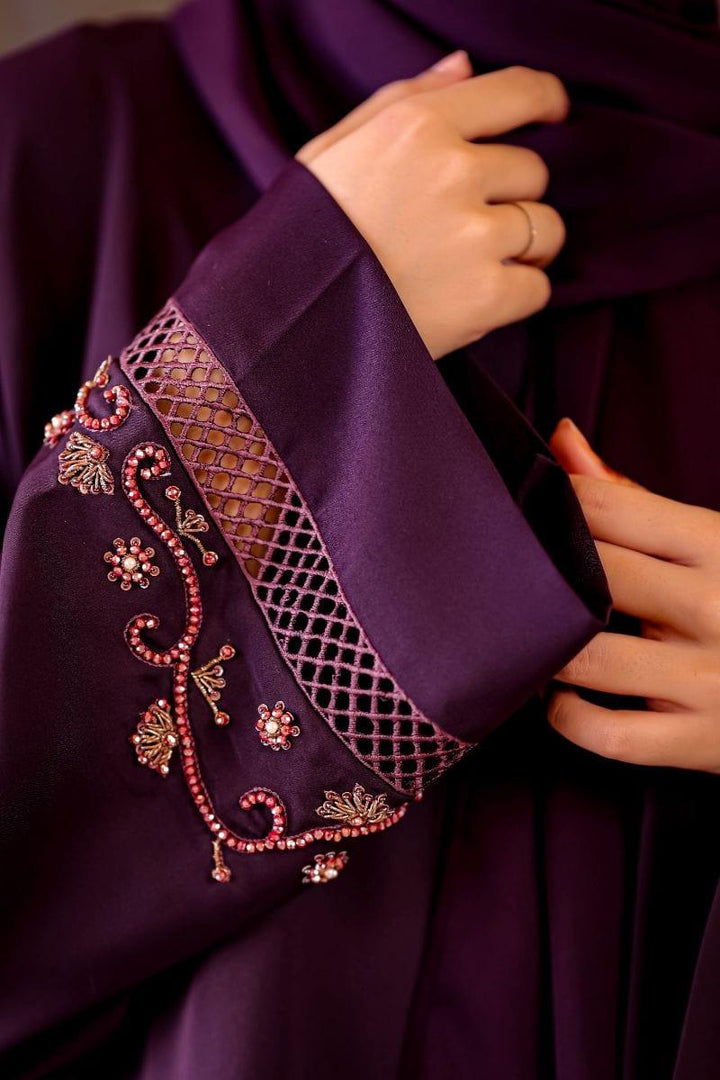 Malbus - Plum Embellished Abaya - 1 Piece Abaya - Studio by TCS