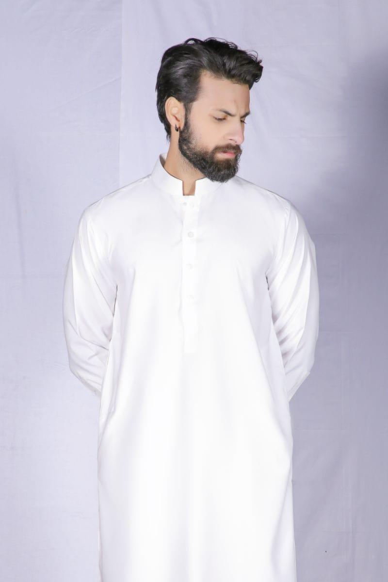 GEM Garments - Classic Off White Shalwar Kameez Band Collar - 2 Piece - Studio by TCS