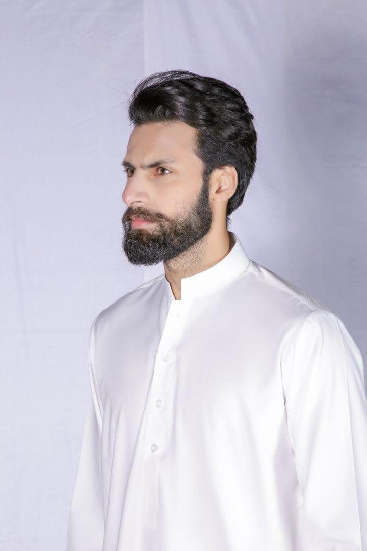 GEM Garments - Classic Off White Shalwar Kameez Band Collar - 2 Piece - Studio by TCS