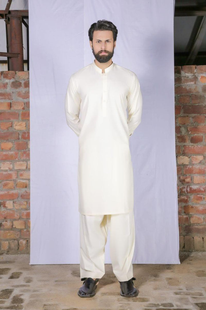 GEM Garments - Classic Cream Shalwar Kameez Band Collar - 2 Piece - Studio by TCS