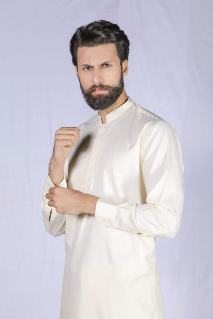 GEM Garments - Classic Cream Shalwar Kameez Band Collar - 2 Piece - Studio by TCS