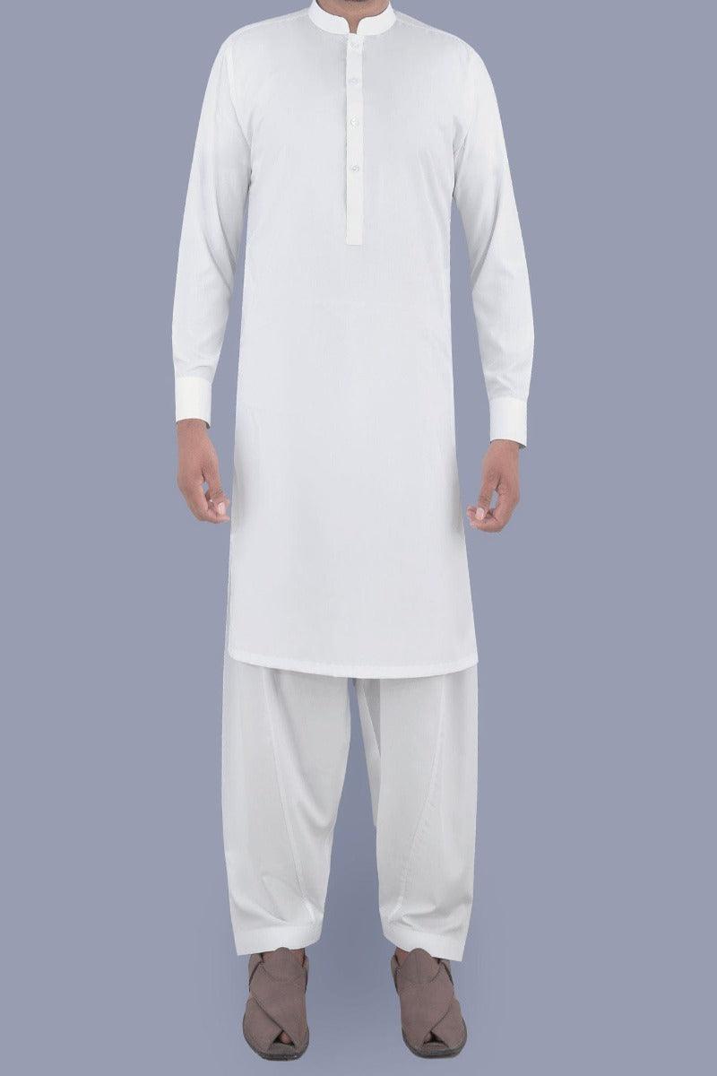 Uniworth - White Plain Kameez Shalwar - KS2217-12 - Studio by TCS