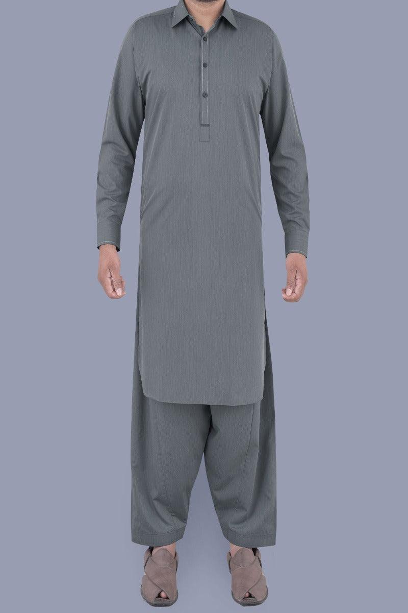 Uniworth - L Grey Plain Kameez Shalwar - KS2218-2 - Studio by TCS